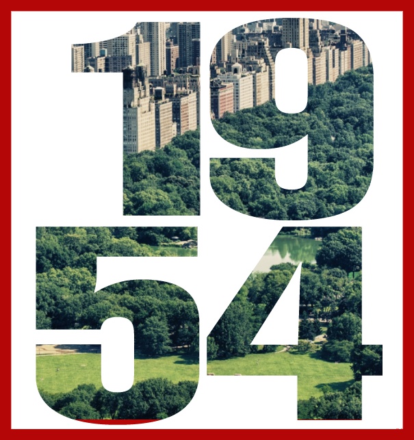 Online Einladungskarte mit ausgeschnittener 1954 für eigenes Image Rot.