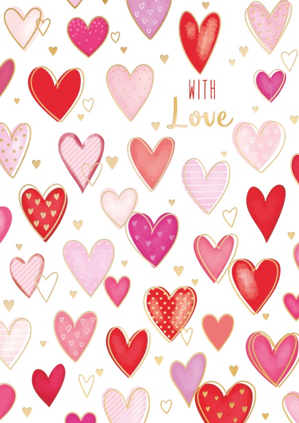 Online Liebesgrusskarte mit vielen rosa Herzchen
