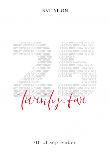 Online Invitation card with 25 twenty-five
