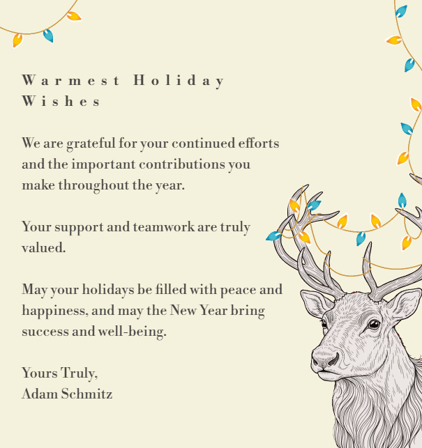 Holiday Card in different colors with stag and blinking lights Beige.