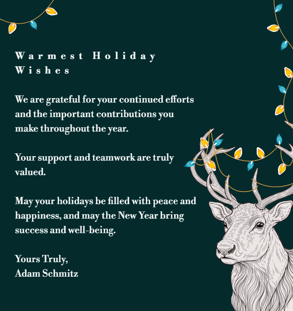 Holiday Card in different colors with stag and blinking lights Green.