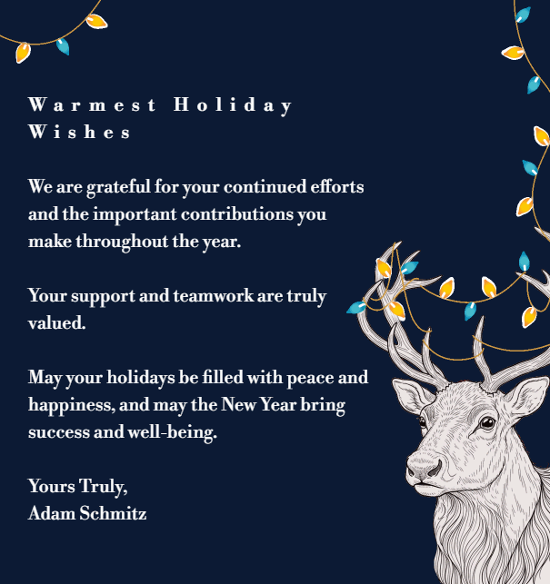 Holiday Card in different colors with stag and blinking lights Navy.
