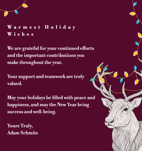Holiday Card in different colors with stag and blinking lights Red.