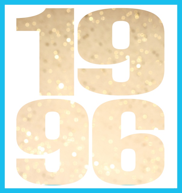 Oniine invitation card with cut out 1996 for own photo Blue.