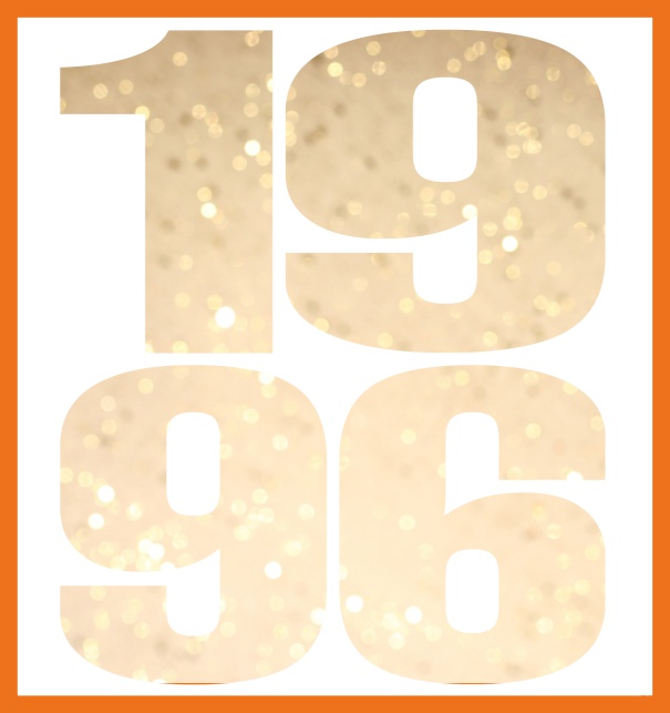 Oniine invitation card with cut out 1996 for own photo Orange.