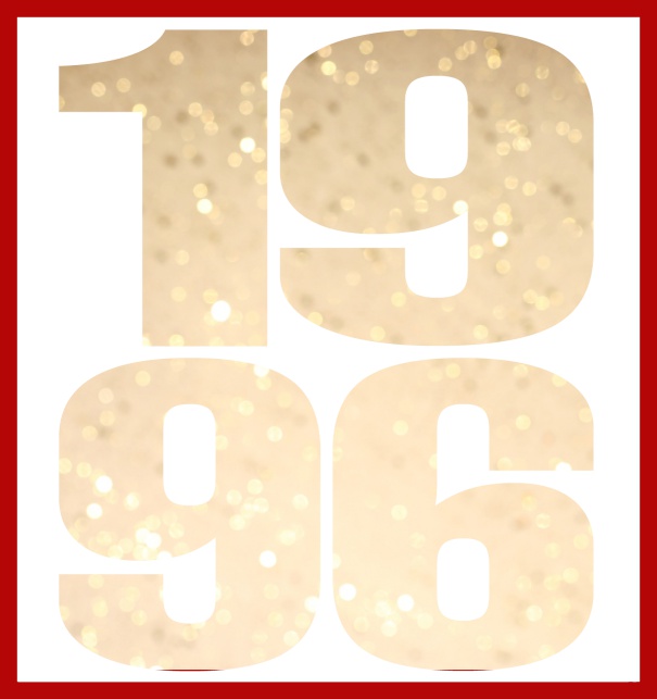 Oniine invitation card with cut out 1996 for own photo Red.