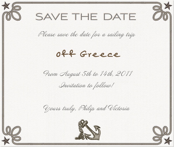 White Sport Themed Save the Date Template with Anchor.