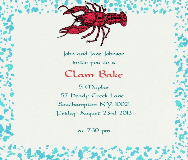 Square Summer Themed Invitation Template with lobster.
