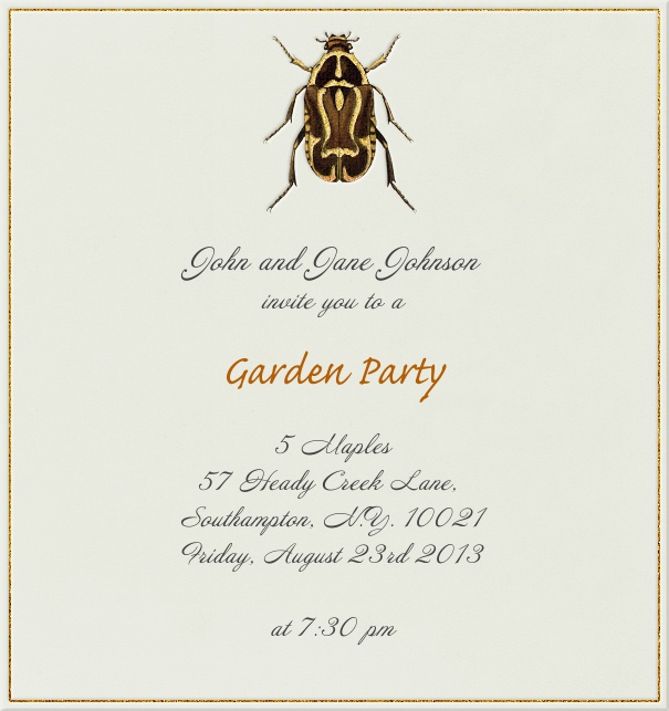 High Format Light Grey Format Summer Themed Invitation Template with beetle.