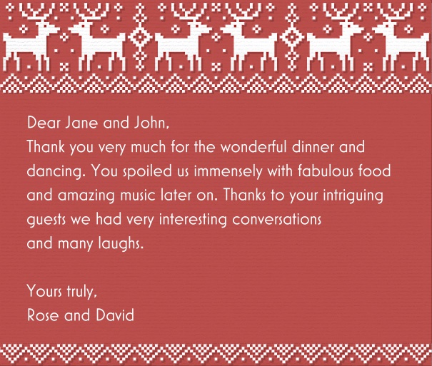 Online Red Winter Themed Card with Reindeers.
