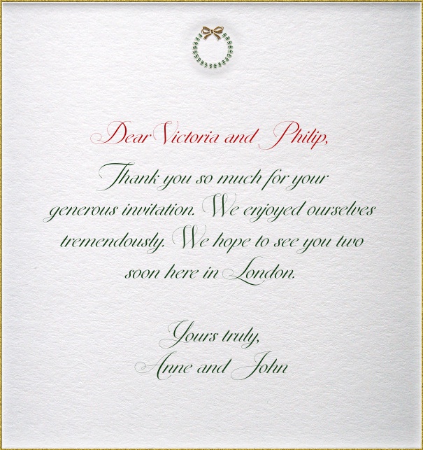Online Christmas Card with Wreath, Gold Border, Merry Christmas text.