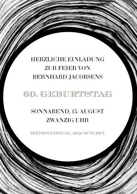 Online Einladung mit Kreisen zum 60. Geburtstag.