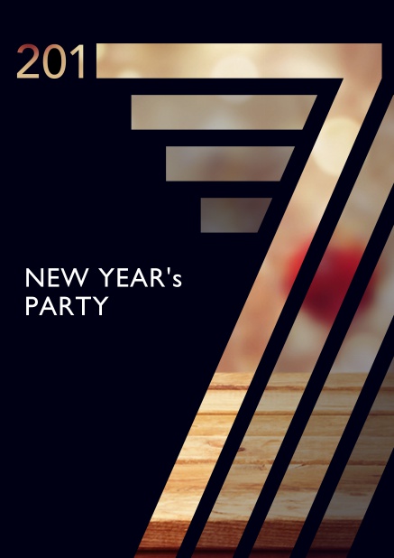 Online invitation card to a New Year's Eve celebration with large 7 in 2017 with photo behind it.