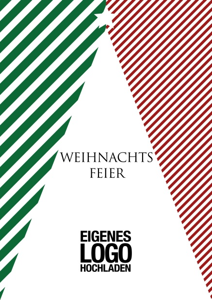 Online Einladungskarte zur Weihnachtsfeier mit weissem Weihnachtsbaum und Stern.