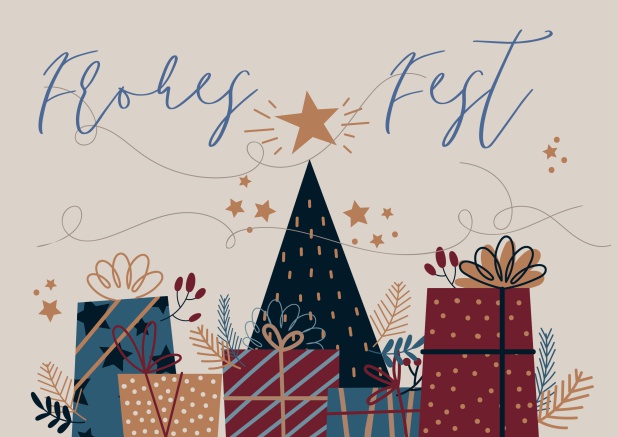 Frohes Fest Einladung - Weihnachtsfeier Online Weihnachtsfeier Einladungskarte mit Frohes Fest Text und Weihnachtsgeschenken