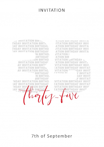 35 thirty-five - 30th Birthday Online Invitation card with 35 thirty-five