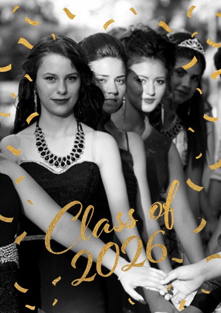 Online Einladungskarte mit Foto und Class of 2026 für eine Abifest Einladung