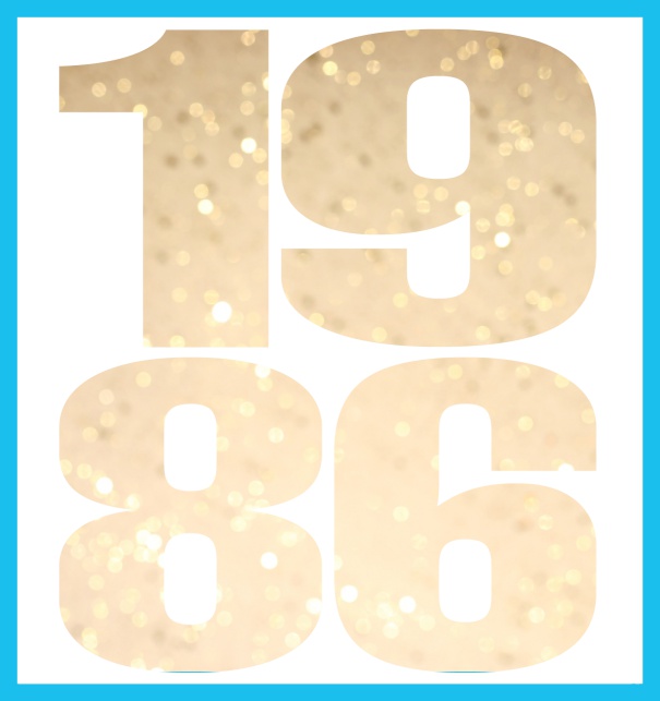 Oniine invitation card with cut out 1986 for own photo Blue.