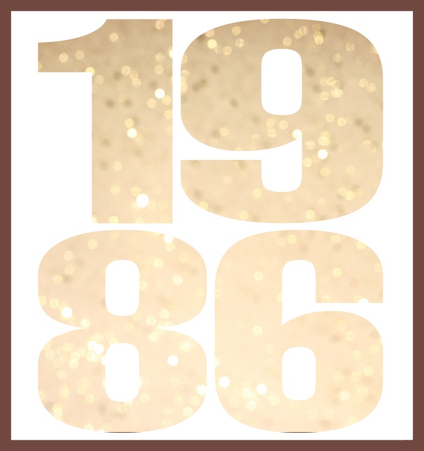 Oniine invitation card with cut out 1986 for own photo Gold.