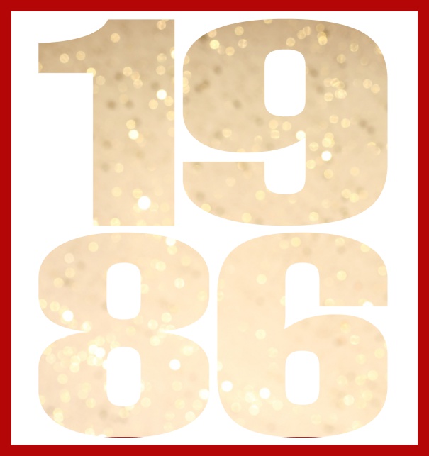 Oniine invitation card with cut out 1986 for own photo Red.