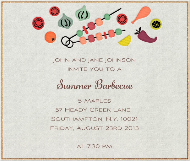 Square Summer BBQ Invitation Design with Grey Border and Grill materials