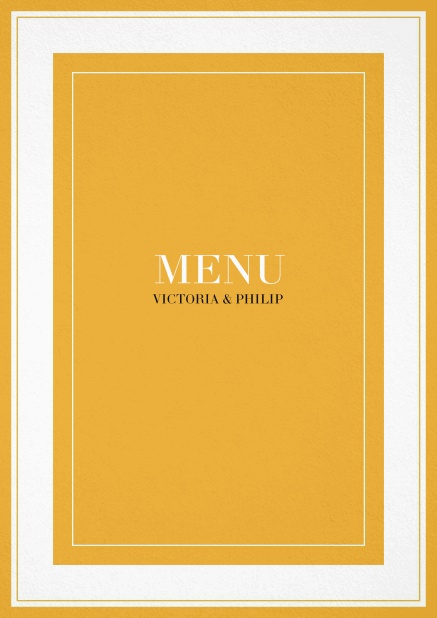 Yellow menu card with editable text.