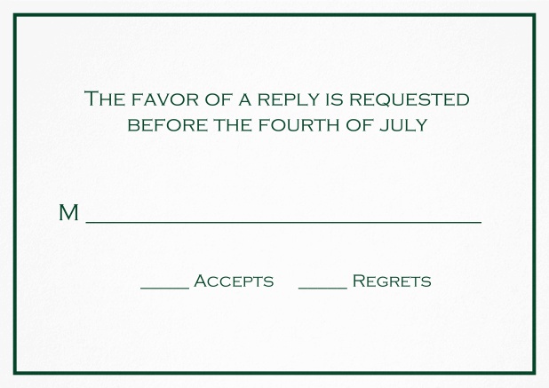 Matching reply card for Day in Salina design Green.