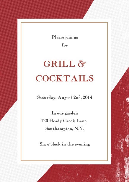 Online Invitation Card with frame in several colors and a centered text field. Red.