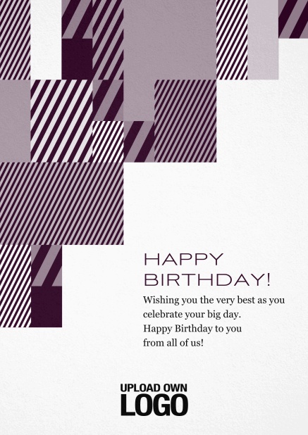 Geburtstagskarte für Geburtstagsglückwünsche mit silber, weiß und schwarzen Rechtecken. Rot.