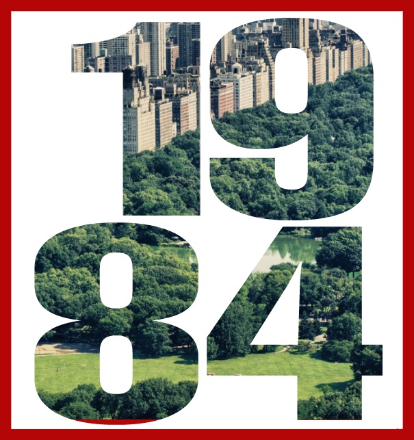 Gründungsjahr 1984 - Rot - 40. Geburtstag Online Einladungskarte mit ausgeschnittener 1984 für eigenes Image Rot.