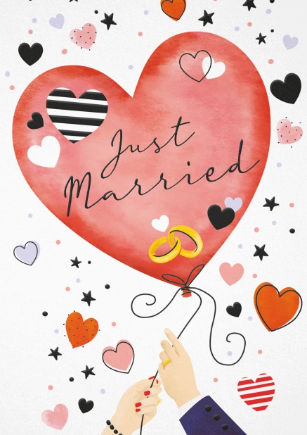 Just Married card with large red heart