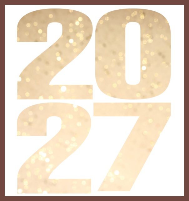 Große Online Einladungskarte mit ausgeschnittener Zahl 2027 Gold.