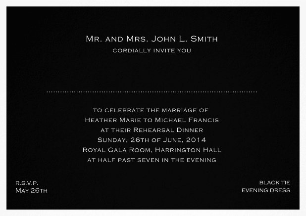 A Night in Nice - Black - Classic invitation cards Invitation template with frame and place for guest's names - available in different colors. Black.