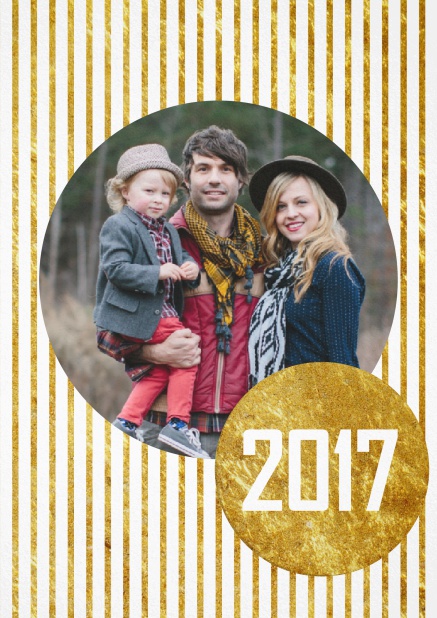 Wish Happy New Year with your photo and golden stripes.