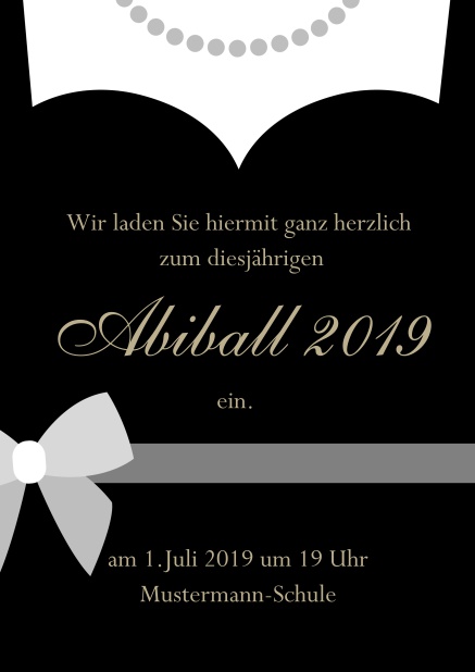 Abi 19 Abendkleid - Schwarz - Abifest Online Einladungskarte zum Abi-Ball gestaltet als Abendkleid Schwarz.