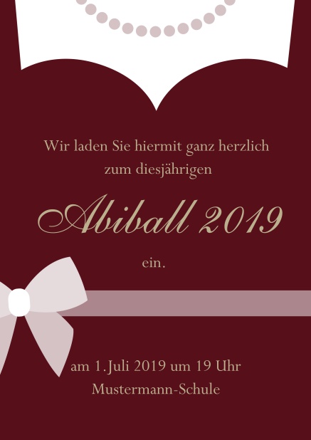 Abi 19 Abendkleid - Rot - Abifest Online Einladungskarte zum Abi-Ball gestaltet als Abendkleid Rot.