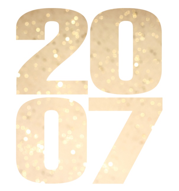 Große Online Einladungskarte mit ausgeschnittener Zahl 2007 Weiss.