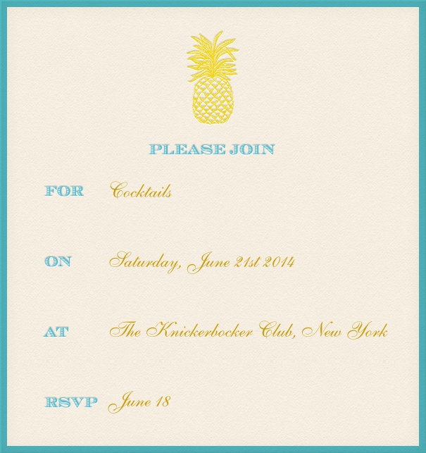 Addressing Invitation Online with yellow pineapple.