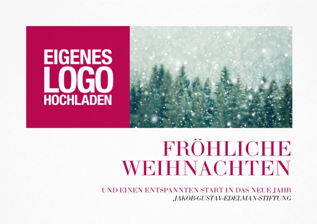 Firmenweihnachtskarte mit Foto und Logofunktionen