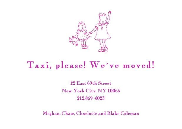 Online we've moved card with two small girls waving good bye.