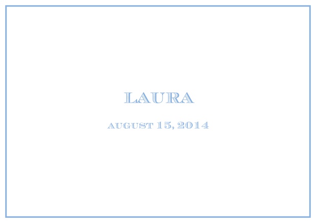 Classic Birth Announcement card wiith single line frame including photos and editable text. Blue.