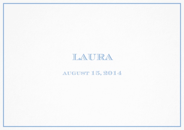 Classic Birth Announcement card wiith single line frame including photos and editable text. Blue.