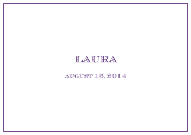 Classic Birth Announcement card wiith single line frame including photos and editable text. Purple.