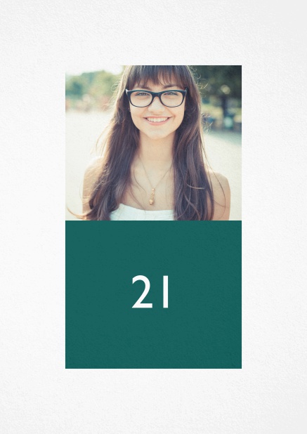 21-New adventure - Green - 21st Birthday 21st Birthday party invitation with photo and small round editable text field. Green.