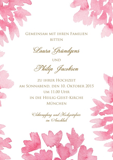 Online Hochzeitseinladungskarten mit roten Rosen in Wasserfarben