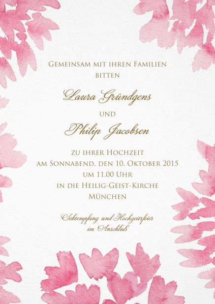 Hochzeitseinladungskarten mit roten Rosen in Wasserfarben