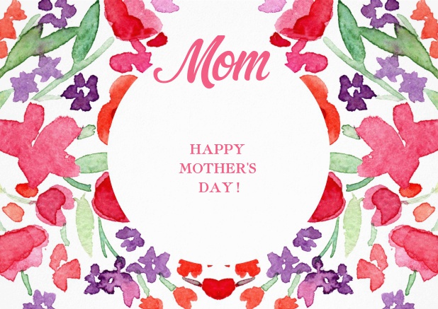 Mother's day card with colorful flowers.