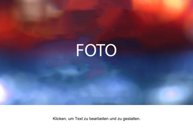 Foto-Karte in Querformat mit einem Fotofeld und Textfeld.