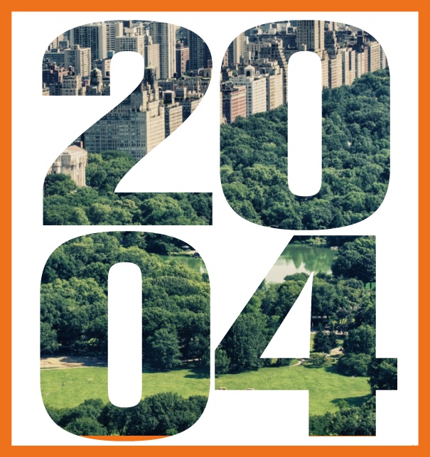 Online Einladungskarte mit ausgeschnittener 2024 für eigenes Image Orange.