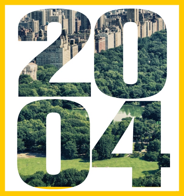 Online Einladungskarte mit ausgeschnittener 2024 für eigenes Image Gelb.
